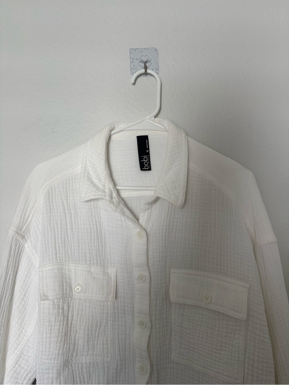 bobi White Button-Down Shirt Jacket - Picture 2 of 6